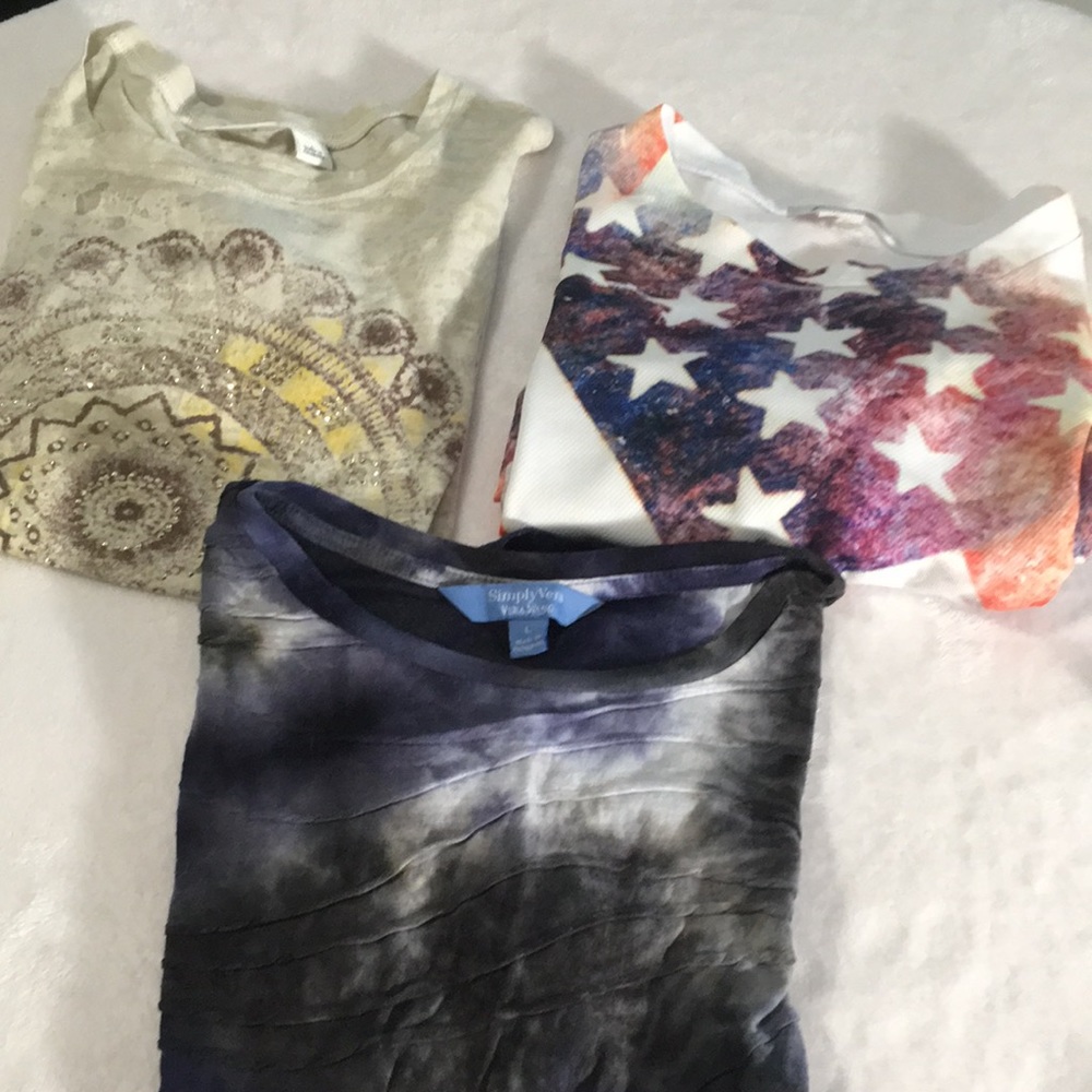 Cato, Jasmine Sports, Simply Vera Wang short sleeved tee shirts size Large
